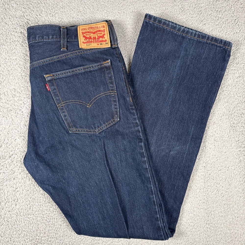 Levis 517 Jeans Mens 38x36 Blue Dark Wash Bootcut Work Western